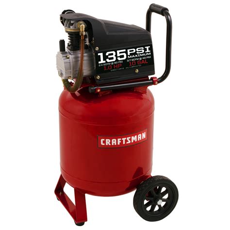 This California Air Tools 10-gallon electric air compressor delivers reliable power and air flow with less maintenance and noise. . Craftsman 10 gallon air compressor